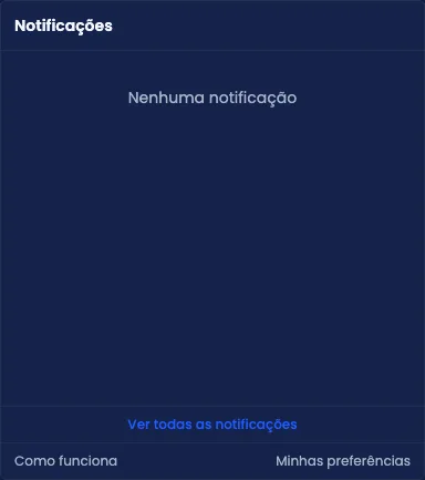 Sino de notificações aberto, com os avisos recentes e o motivo de cada um