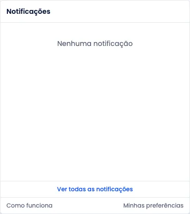 Sino de notificações aberto, com os avisos recentes e o motivo de cada um